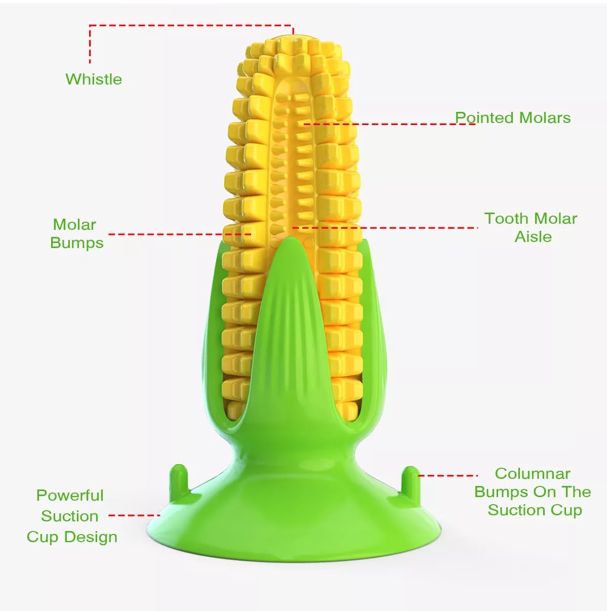 Dog MART Dog Chew Toy, Durable Corn-Shaped Toy for Teeth Cleaning, Squeaky Toothbrush, Toy for Agressive Chewer - Ideal for Agressive Small and Medium Dogs