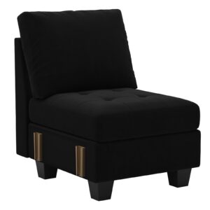 belffin velvet single seat module for modular sectional sofa couch accent armless sofa couch chair modern fabric black