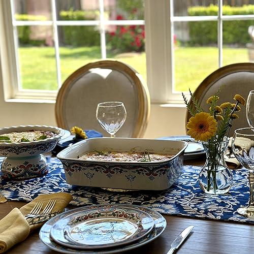 Euro Ceramica Zanzibar Collection 3-Piece Oven to Table Stoneware Casserole Dish Set, Deep Rectangular Lasagna Pans. Freezer to Oven to Table Safe - Bake and Serve.