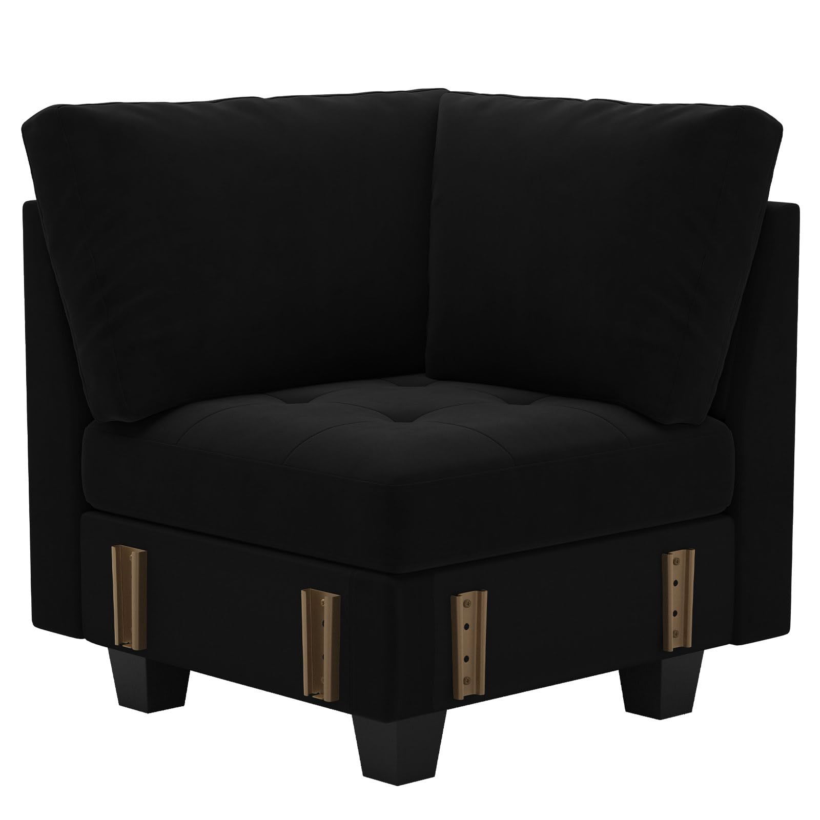 Belffin Velvet Corner Seat Module for Modular Sectional Sofa Couch Corner Sofa Couch Chair Black