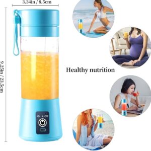 Portable Blender for Shakes and Smoothies, Personal Blender, Travel Lid for Kitchen, Office, Travel, Picnic, Gym & Travel, Personal Size Blenders with USB Rechargeable Blue