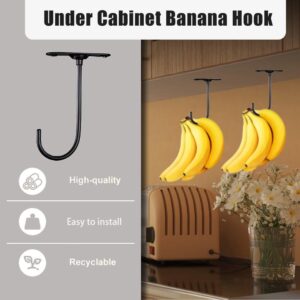 enttgo Haikole Banana Holder,Under Cabinet Hook for Bananas or Other Kitchen Items,Black Metal Banana Hook Under Cabinet,Banana Stand Ripens Bananas with Less Bruises (A-Banana Hook)