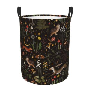 moon stars squirrel owl mushroom laundry hamper with durable handle waterproof collapsible laundry basket circular storage basket dirty clothes organizer bag for bedroom children nursery bathroom