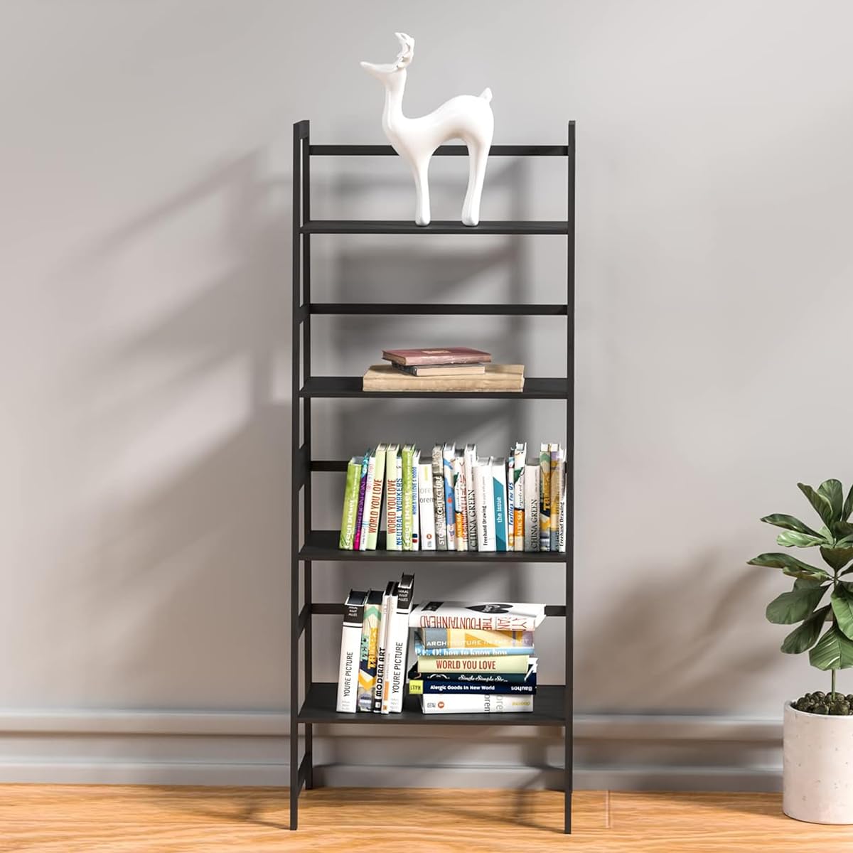 ZHOMUD Bookshelf, 4-Tier Multipurpose Shelf/Display Rack/Storage Shelf/Bookcase for Living Room, Bedroom,Home Office,Kitchen