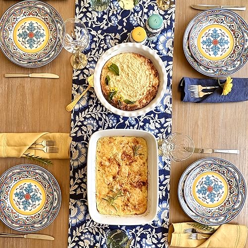 Euro Ceramica Zanzibar Collection 3-Piece Oven to Table Stoneware Casserole Dish Set, Deep Rectangular Lasagna Pans. Freezer to Oven to Table Safe - Bake and Serve.