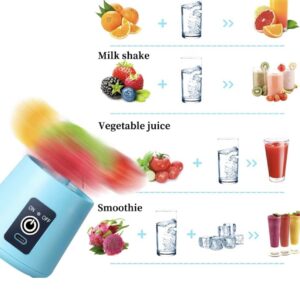 Portable Blender for Shakes and Smoothies, Personal Blender, Travel Lid for Kitchen, Office, Travel, Picnic, Gym & Travel, Personal Size Blenders with USB Rechargeable Blue