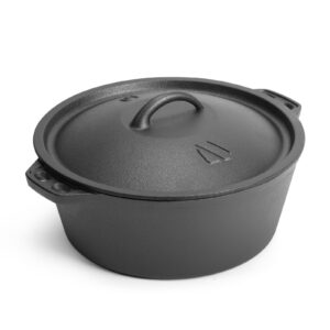 pre-seasoned cast iron dutch oven pot with lid, for braising, broiling, frying, sourdough bread baking, camping cookware, bbq,3 quart pan