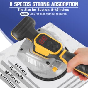 Tile Vibration Leveling Machine for D 20V Max Battery, Tile Vibration Tools 8 Gears Adjustable with Suction Cup Max 130lbs & LCD Display, Tile Tiling Machine 7500r/min (Battery Not Included)