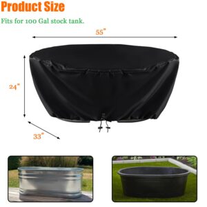 WOMACO Waterproof Oval Stock Tank Pool Cover,Heavy Duty Stock Tank Protector with Air Vent and Handles,All Weather Protection, Keep Outdoor Water Tanks,Bath Tub, Pool Clean(for 100 Gallon)