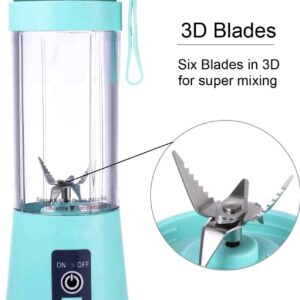 Portable Blender for Shakes and Smoothies, Personal Blender, Travel Lid for Kitchen, Office, Travel, Picnic, Gym & Travel, Personal Size Blenders with USB Rechargeable Blue