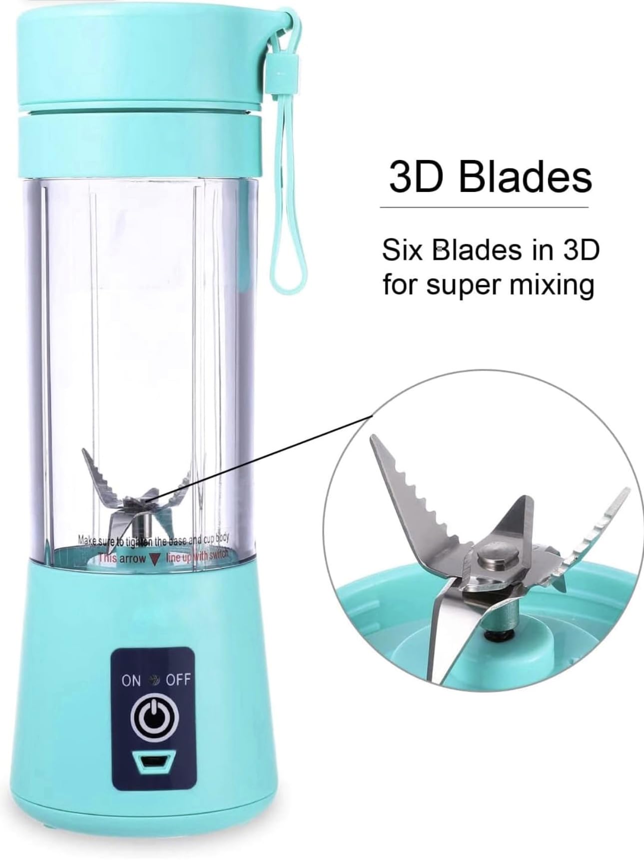 Portable Blender for Shakes and Smoothies, Personal Blender, Travel Lid for Kitchen, Office, Travel, Picnic, Gym & Travel, Personal Size Blenders with USB Rechargeable Blue