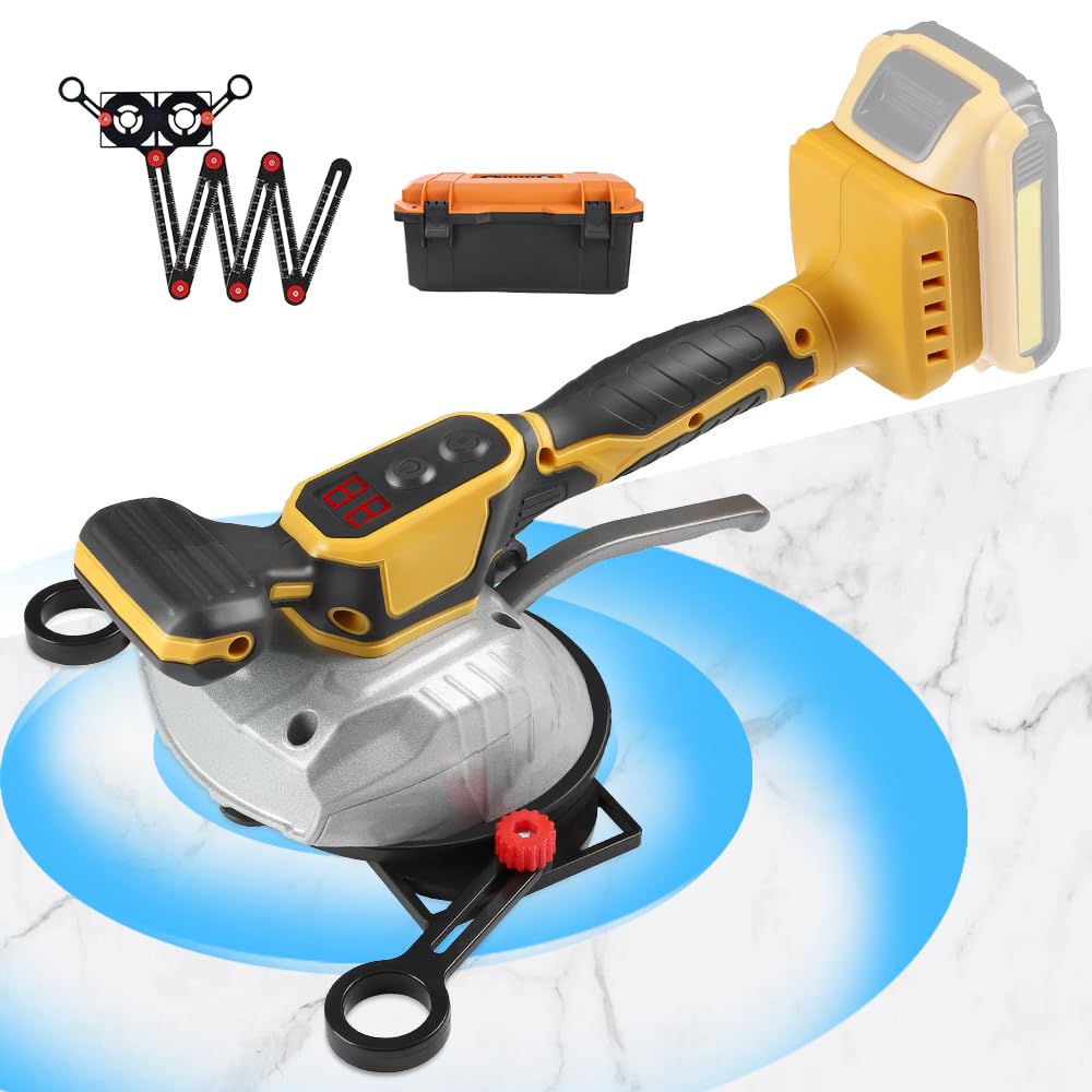 Tile Vibration Leveling Machine for D 20V Max Battery, Tile Vibration Tools 8 Gears Adjustable with Suction Cup Max 130lbs & LCD Display, Tile Tiling Machine 7500r/min (Battery Not Included)