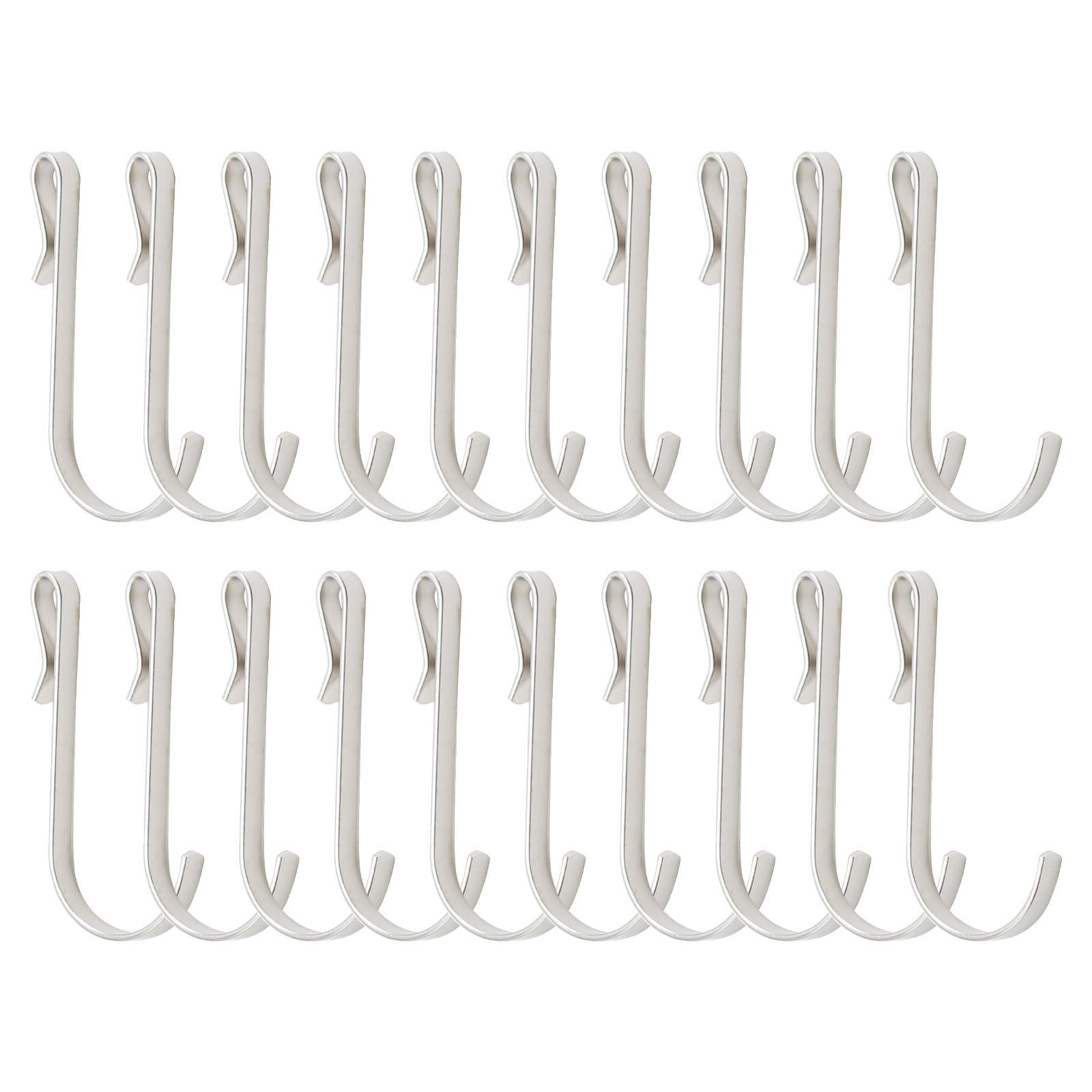 Vkinman 20 Pcs J Shaped Hook, Snap-On Hooks, Stainless Steel Clip-on Hook, Hanging Sink Grid Hook, Heavy Duty Wire Rack Hook for Kitchen, Bedroom, Office