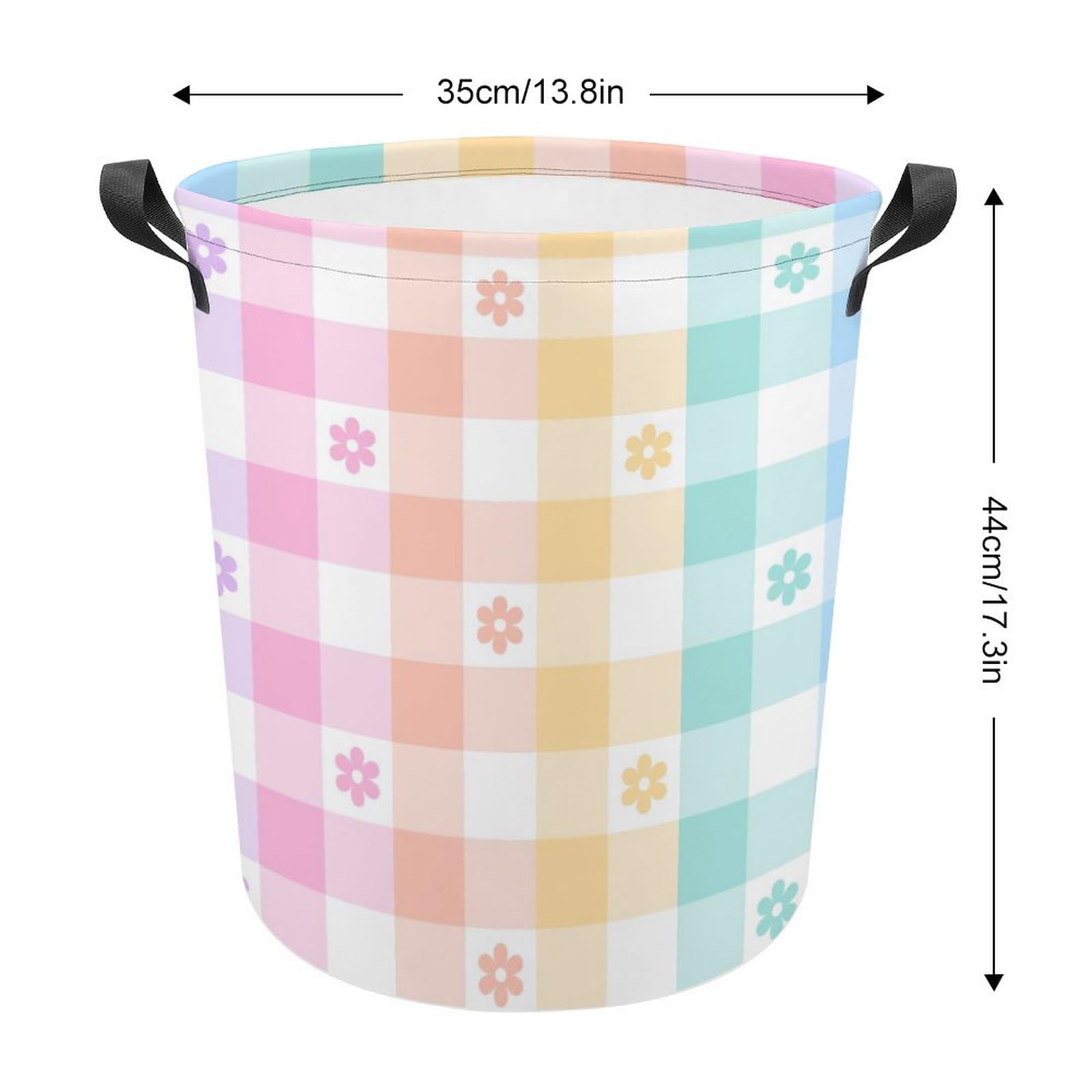 MEIKKO Rainbow Floral Check Laundry Hamper Waterproof Laundry Storage Basket for Clothes,Toys,Bedroom,Bathroom Organizer