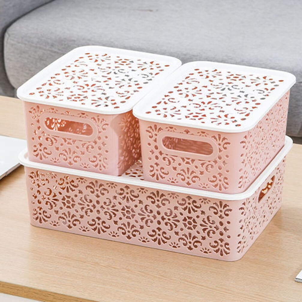 Cabilock Storage Bins 3pcs Box Small Plastic Containers with Lids Small Plastic Bins with Lids Storage Pp Small Box Storage Baskets