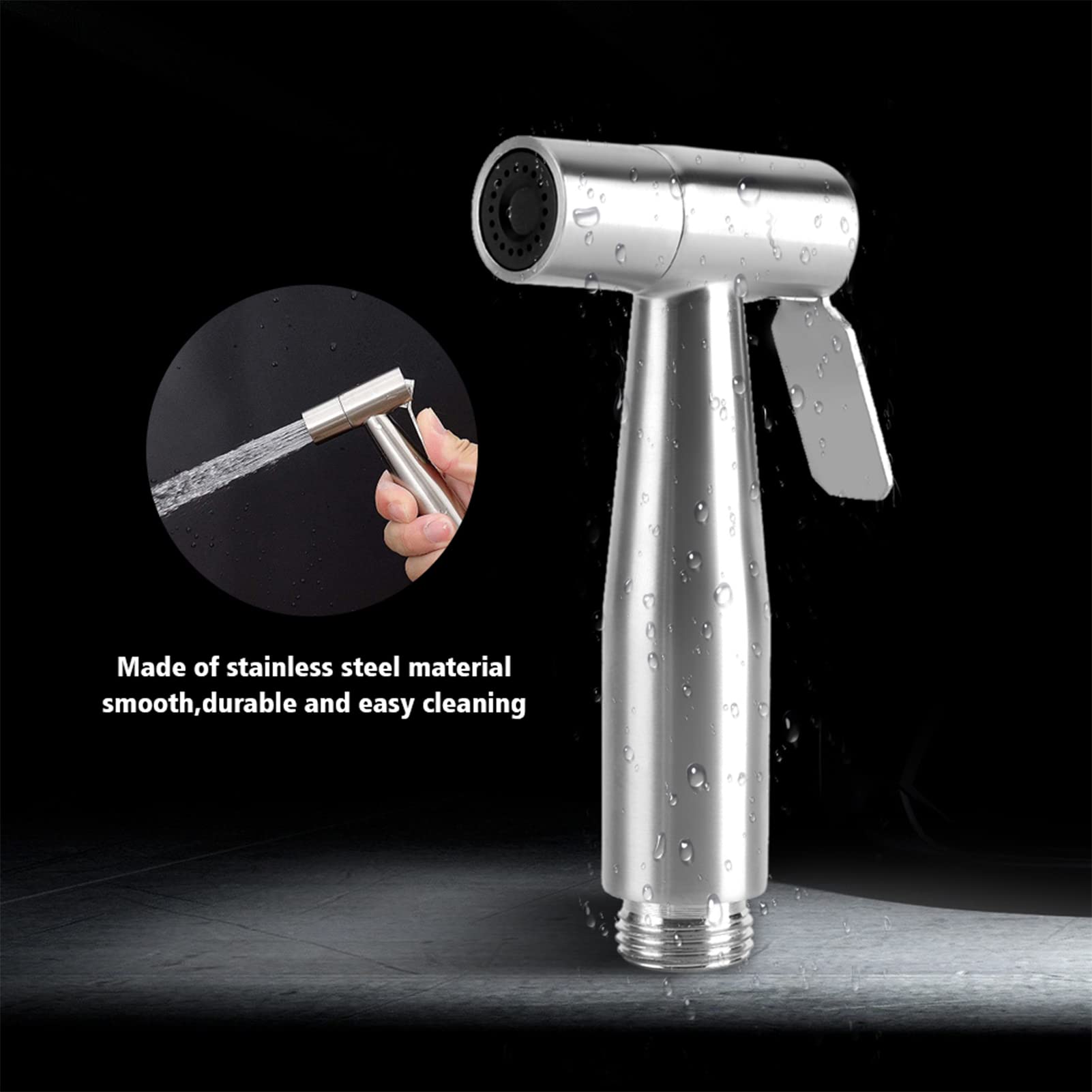 Handheld Bidet Sprayer, Portable Stainless Steel Bidet Toilet Sprayer Toilet Water Sprayer Bathroom Diaper Sprayer for Kitchen and Toilet Cleaning