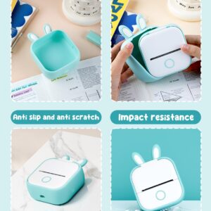 T02 Mini Sticker Printer Silicone Protective Case Bunny Ears Cover Case, Cute Design for T02 inkless Sticker Printer, Compatible with LabelCreate, Memoking, Memoqueen, Phomemo T02 Mini Printer, Green