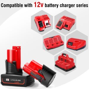 2 Packs 6.5Ah and 3.5Ah Replacement Battery for Milwaukee M12 Battery 12V Lithium-ion Batteries Compatible with Milwaukee XC 48-11-2440 48-11-2402 48-11-2460 Cordless Power Tools