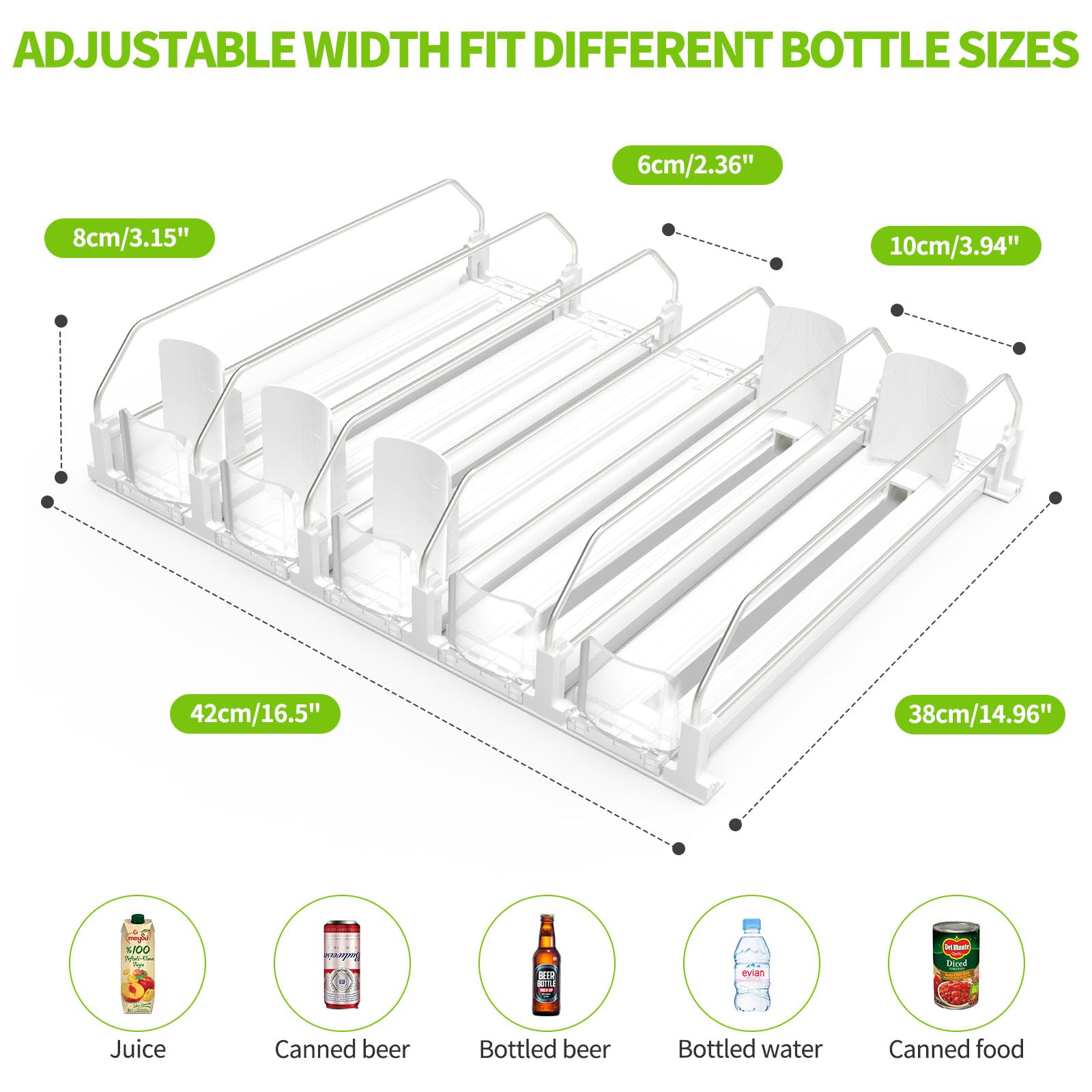 Drink Organizer for Fridge, Soda Can Dispenser for Refrigerator, Automatic Drink Dispenser for Fridge Holds up to 25 Cans, 5 Row