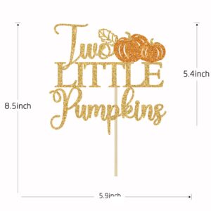 Two Little Pumpkins Cake Topper, Twins Birthday Cake Decor, Boys Girls Little Pumpkin Decor, Fall Twins Baby Shower Gender Reveal Party Decorations, Gold Glitter