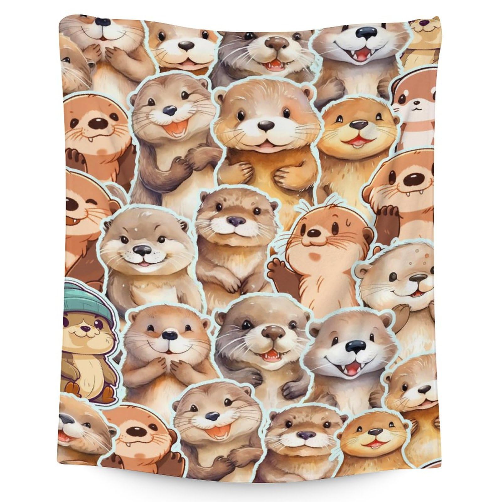 Otter Throw Blanket - Soft, Fuzzy & Warm - 40x50 Inches Small Blanket for Couch, Sofa - Yellow Cute Throw Gift for Girls, Boys