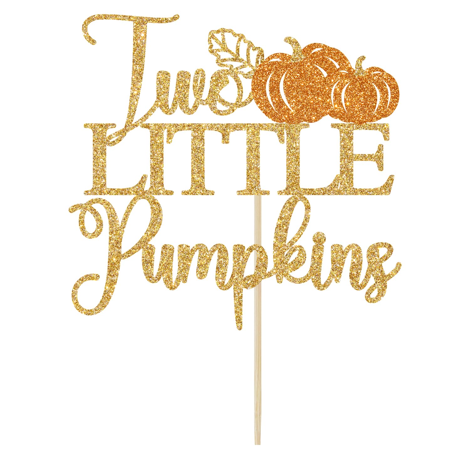 Two Little Pumpkins Cake Topper, Twins Birthday Cake Decor, Boys Girls Little Pumpkin Decor, Fall Twins Baby Shower Gender Reveal Party Decorations, Gold Glitter