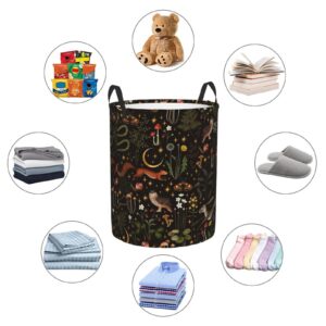 Moon Stars Squirrel Owl Mushroom Laundry Hamper with Durable Handle Waterproof Collapsible Laundry Basket Circular Storage Basket Dirty Clothes Organizer Bag for Bedroom Children Nursery Bathroom