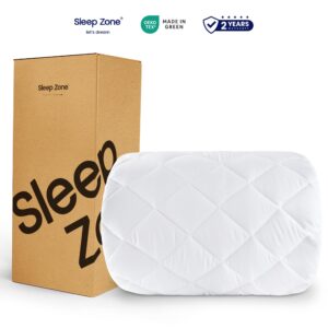 SLEEP ZONE Noiseless Mattress Pad Queen, Ultra Breathable, Cooling Mattress Cover for Hot Sleepers, Machine Washable (White, Queen, 60x80)