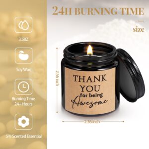 Fumete 10 Pcs Thank You Candles Bulk Christmas Candle Thank You for Being Awesome Scented Candles Inspirational Thank You Gifts for Women Medical Assistant Appreciation Gifts Employee Team(Black)