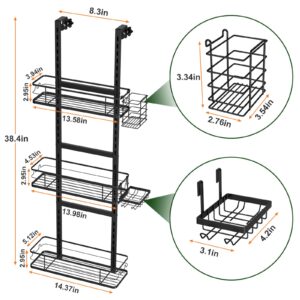 Johamoo Over The Door Shower Caddy, Adjustable Hanging Shower Organizer with 14 Hooks and 2 Holders, Shower Shelf Rustproof, Bathroom Storage with Suctions for Shampoo, Soap and Razor - 3 Tiers