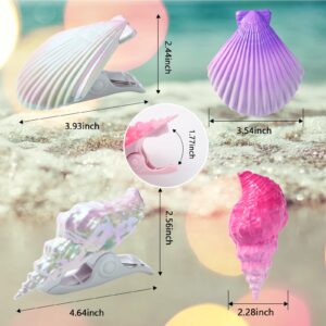 Shells Beach Towel Clips for Beach Chairs, Beach Towel Clips for Pool Chairs, Lounge Chairs, Drying Racks Decorative Windproof Towel Clips for Chairs (4 Pieces) (Electroplating)