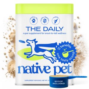 native pet the daily dog supplement 7 oz - multi vitamin for dogs health - tasty scoop with dog supplements & vitamins - dog multivitamin powder - daily supplement for dogs - 12 active ingredients