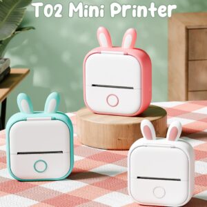 T02 Mini Sticker Printer Silicone Protective Case Bunny Ears Cover Case, Cute Design for T02 inkless Sticker Printer, Compatible with LabelCreate, Memoking, Memoqueen, Phomemo T02 Mini Printer, Green