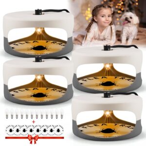 4 pack flea trap indoor flea light for inside your home with 8 sticky disc & 12 bulbs & 4 electric wires pet and kid healthly,sticky bed bug trap pest control