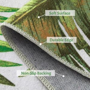 GAOMON 2x6 Washable Runner Rug Summer Tropical Jungle Green Leaf Rugs Spring Plants Palm Tree Leaf Non Slip Area Rugs Indoor Floor Carpet Nature Botanical Entryway Rug for Bedroom Kitchen, 2'x6' Green