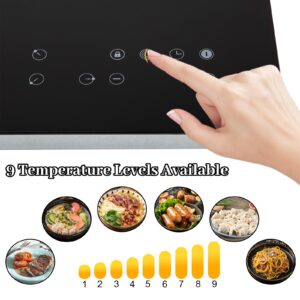 3000W 110V Cooktop Portable 4 Burners Electric Built-in Cooktop Sensor Touch Control Countertop Electric Hot Plate with Kid Safety Lock and 2H Timer, 9 Heating Level, no plug