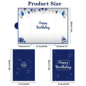 Blue Silver Large Birthday Guest Book Card Decorations for Men Boys, Navy Blue Happy Birthday Signature Book Jumbo Card Party Supplies, Big Birthday Guest Sign in Book, Card Happy Birthday Gift Sign