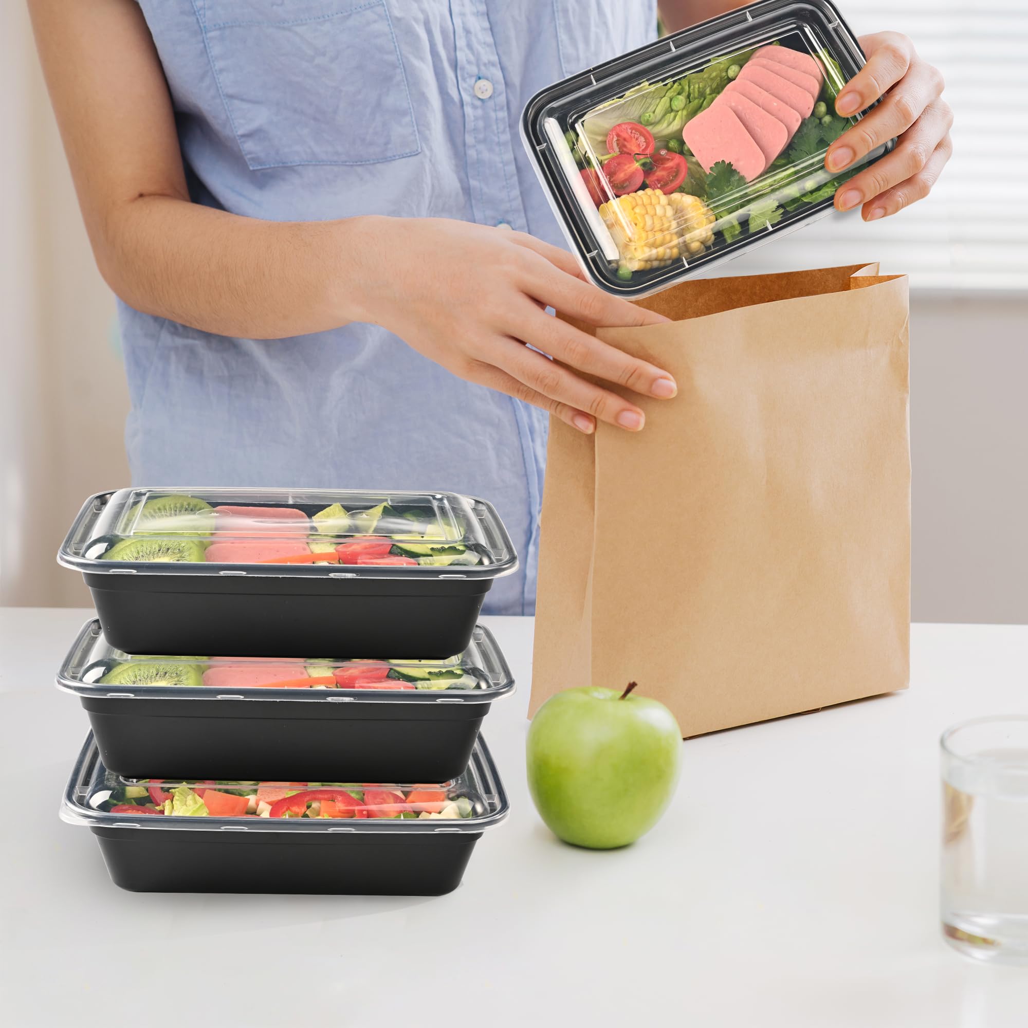 LOKATSE HOME Meal Prep Containers 16 pack 1 Compartment with Lids, Food Storage Bento Stackable Reusable Lunch Boxes, BPA-Free Microwave/Dishwasher/Freezer Safe(38 oz)