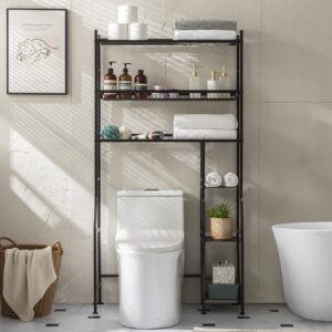 lauren&harold over toilet bathroom organizer 33",6-tier over the toilet storage cabinet,over the toilet storage shelf for restroom,laundry(black)