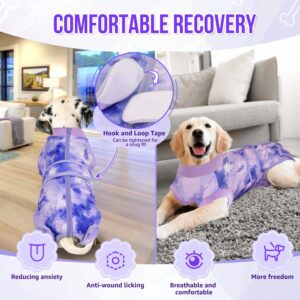 SlowTon Dog Surgery Recovery Suit - Zipper On Dog Onesies After Surgery for Female Male Dog, Abdominal Wounds Bandages Cone/E-Collar Alternative Dog Surgical Body Suit (Purple, M)