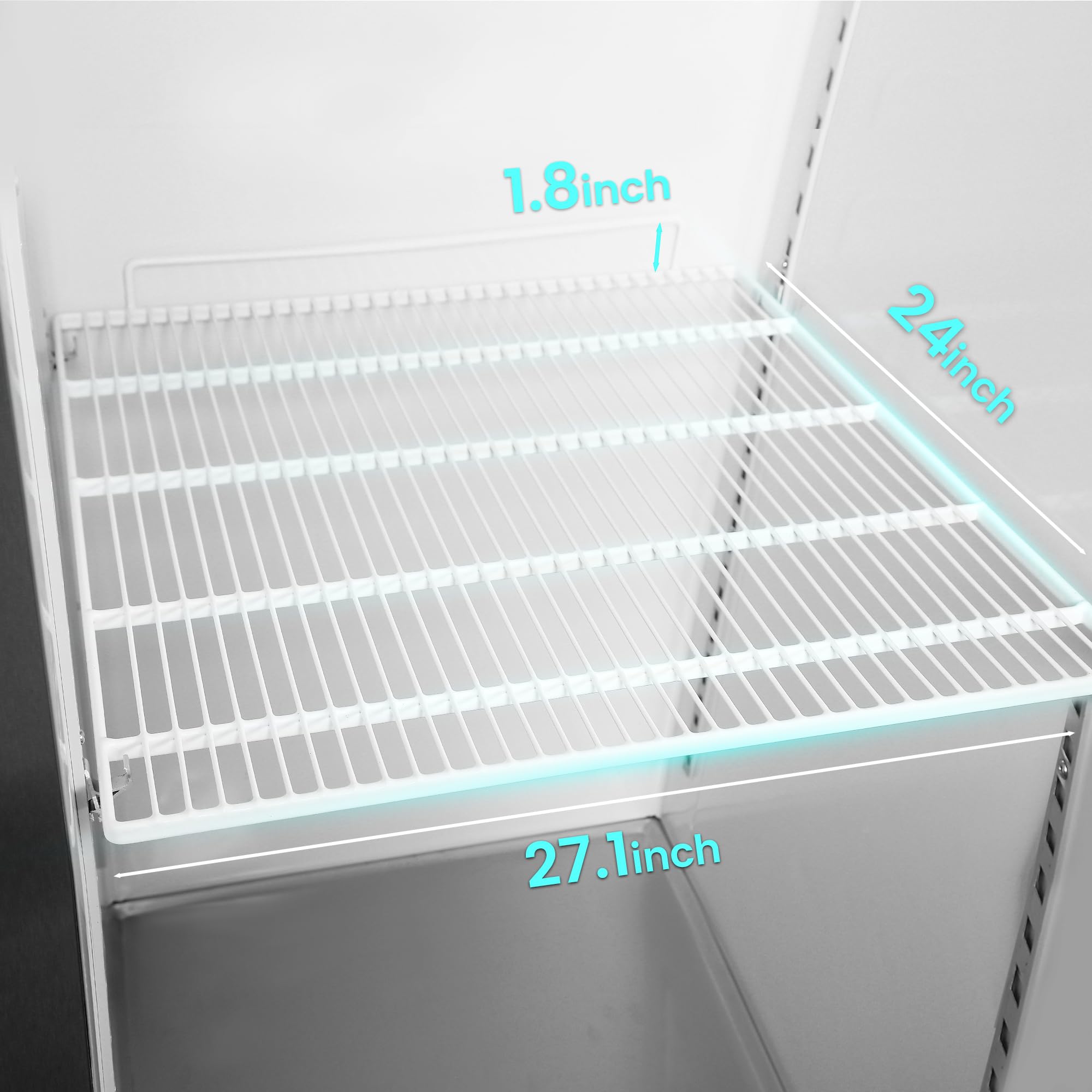 KICHKING Adjustable Shelves for 2 Door Commercial Refrigerator Freezer, Food Equipment, 24” x27.1, Right Set of 2