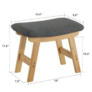 Foot Stool,Ottoman Foot Rest,Bamboo Foot Stool Under Desk,Small Stool for Living Room, Bedroom and Kitchen (Natural Legs - Gray Stool Surface)