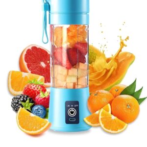 Portable Blender for Shakes and Smoothies, Personal Blender, Travel Lid for Kitchen, Office, Travel, Picnic, Gym & Travel, Personal Size Blenders with USB Rechargeable Blue