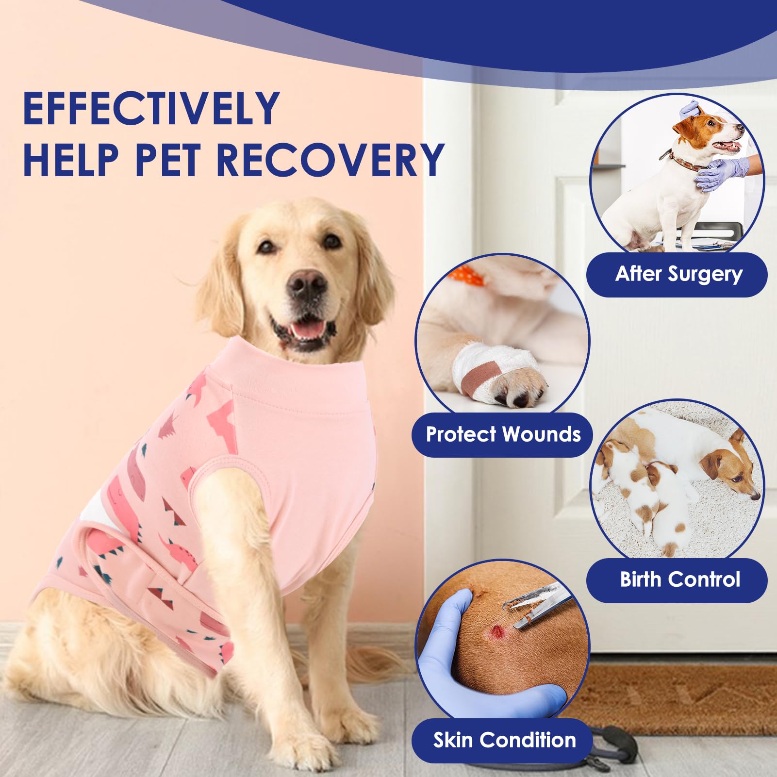 AOFITEE Dog Surgery Recovery Suit, Anti Licking Recovery Suit for Dogs Cats Breathable Dog Onesie for Surgery Female Male, Dog Cone Alternative After Surgery Surgical Suit for Abdominal Wounds