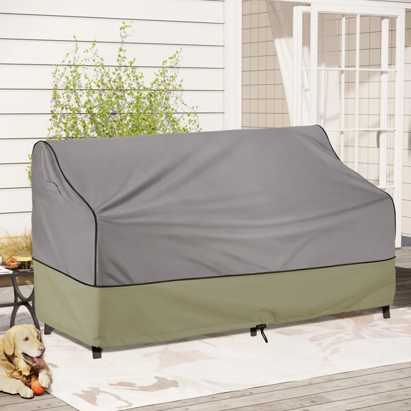 BRIVIC Outdoor Furniture Covers Waterproof for Sofa, Patio 3-Seater Benches Covers Fits up to 88W x 36D x 35H inches, Grey