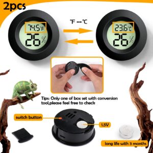 Reptile Tank Accessories, 2 PCS Reptile Thermometer and Humidity Gauge for Bearded Dragon, Jumping Spider, Leopard Gecko, Hermit Crab, Gecko, Ball Python, Lizard