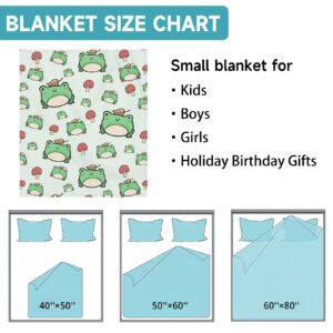 SKT T1 Frog Blanket Cute Frog Mushroom Green Throw Blankets for Kids Girls Boys Adults, Funny Frog Gifts for Frog Lovers, Soft Fluffy Cozy Flannel Blankets for Nap Bed Couch Office 60"x50"