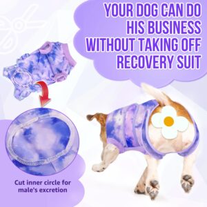 SlowTon Dog Surgery Recovery Suit - Zipper On Dog Onesies After Surgery for Female Male Dog, Abdominal Wounds Bandages Cone/E-Collar Alternative Dog Surgical Body Suit (Purple, M)