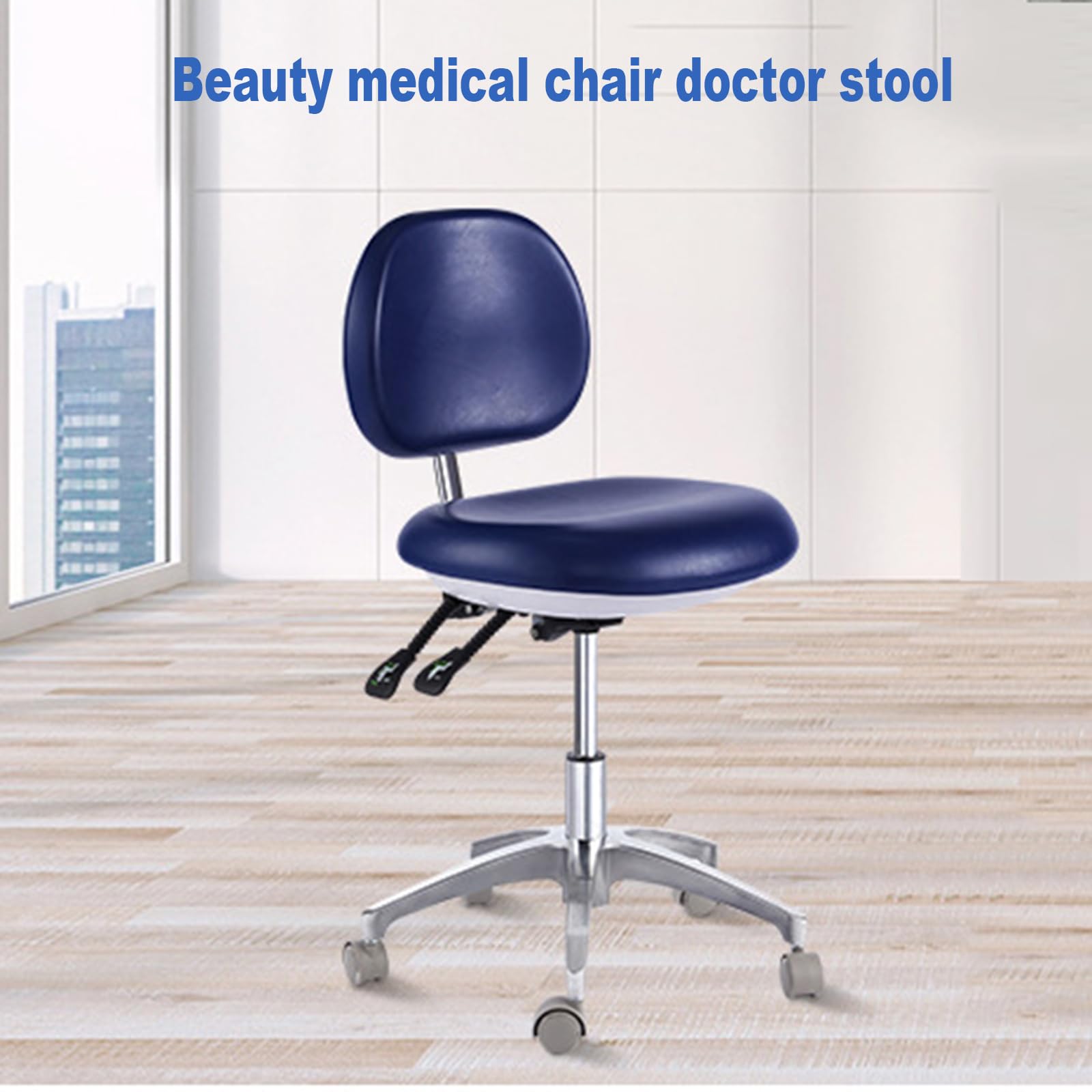 SFKLYU Ergonomic Dentist Chair Adjustable Dental Medical Chair Dentist Doctor's Stool with Backrest PU Leather,B,M