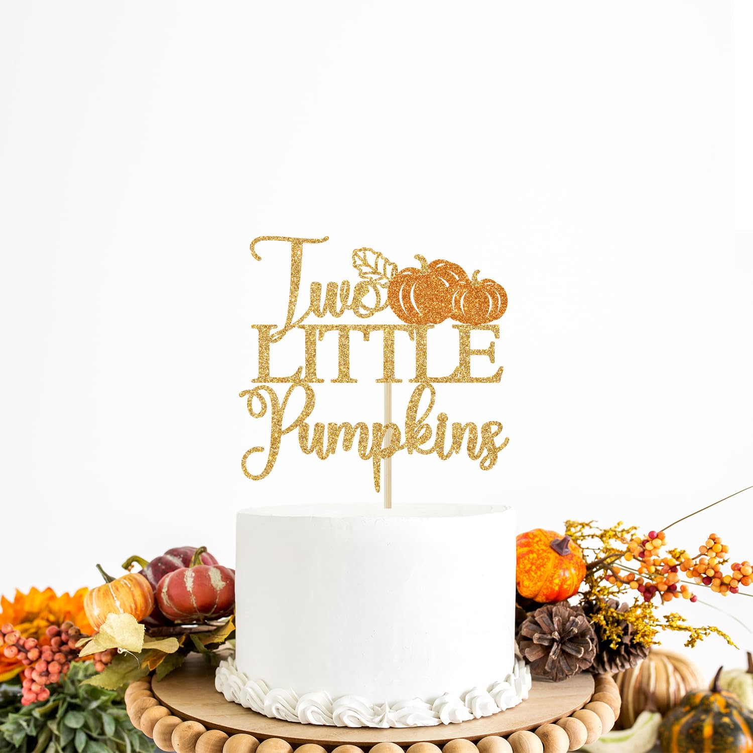 Two Little Pumpkins Cake Topper, Twins Birthday Cake Decor, Boys Girls Little Pumpkin Decor, Fall Twins Baby Shower Gender Reveal Party Decorations, Gold Glitter